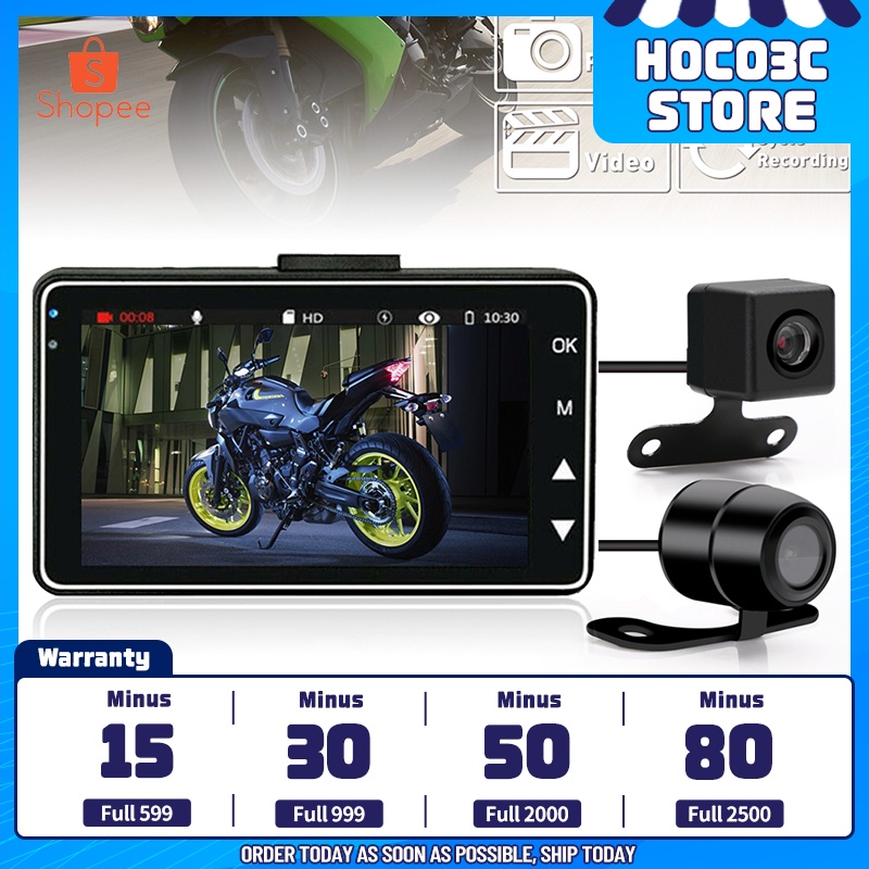 Motorbike Dash Cam DVR Front+Rear View Dash Camera Motorcycle Dash Cam Video Recorder Shopee