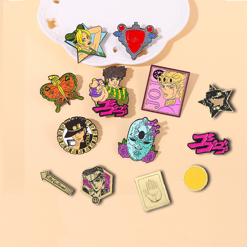 Jojo Adventure Anime Enamel Pins Kujo Jotaro Jolyne Cujoh Brooches Lapel Badges Cartoon Funny 7616