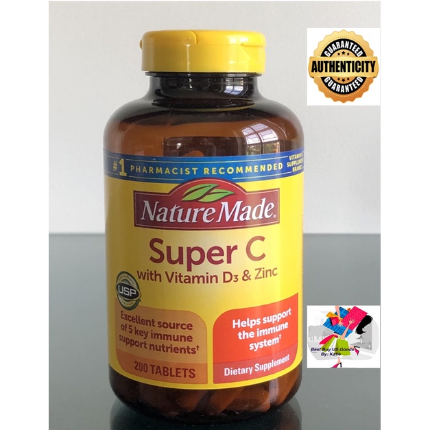 Nature Made Super C with Vitamin D3 and Zinc 200 Tablets tBEB Shopee