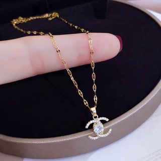 Stainless Steel Necklace for Women Letter Pendant Gold Chain Nicklace ...