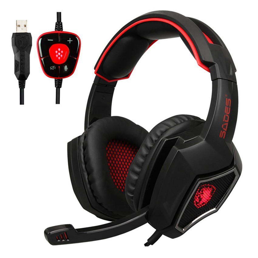 FTFL SADES R9 USB Sound Headphone PC Gaming Headset with Mic