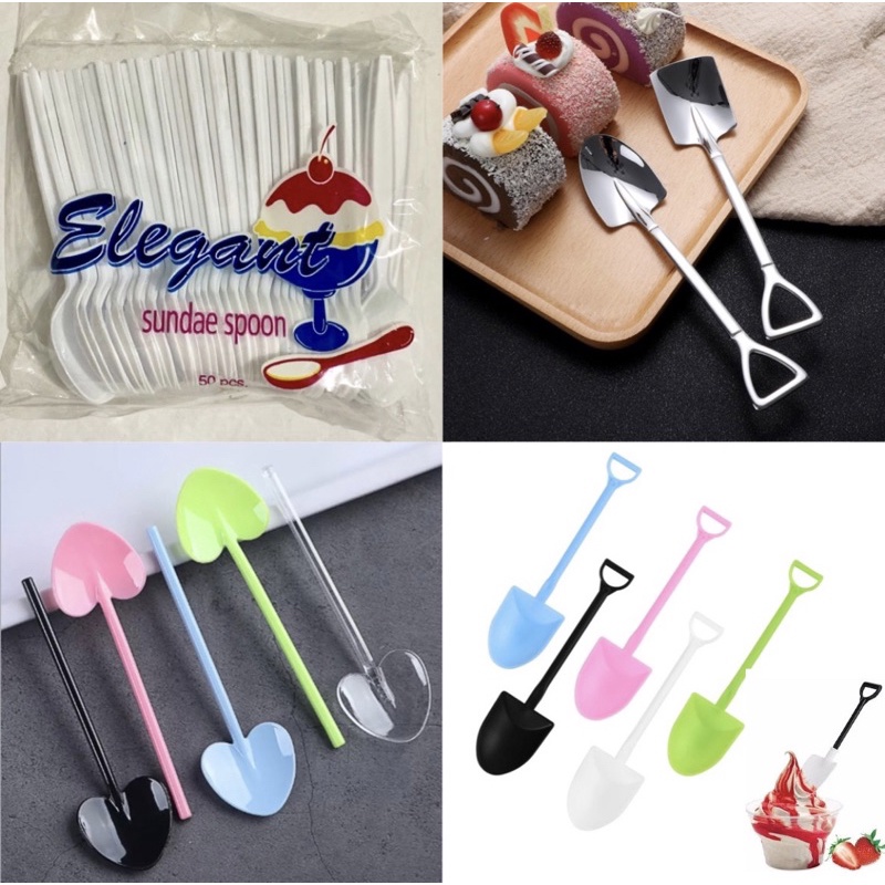 Sundae Scramble spoon white disposable ice cream spoon shovel spoon