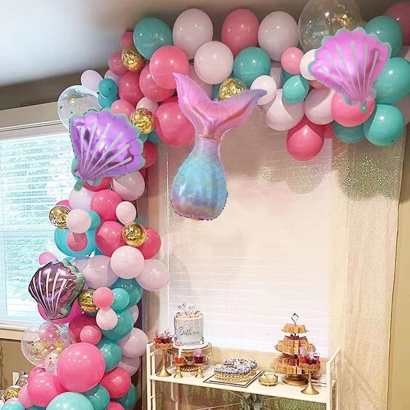 Girl Birthday Balloon Decor Mermaid Theme Birthday Party Decorations ...