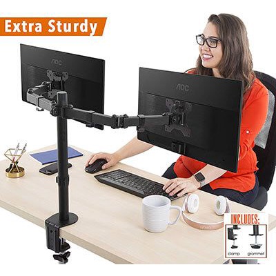 Dual LCD Monitor Mount Desk Stand Adjustable Arm Bracket for 13 to 28  Monitor
