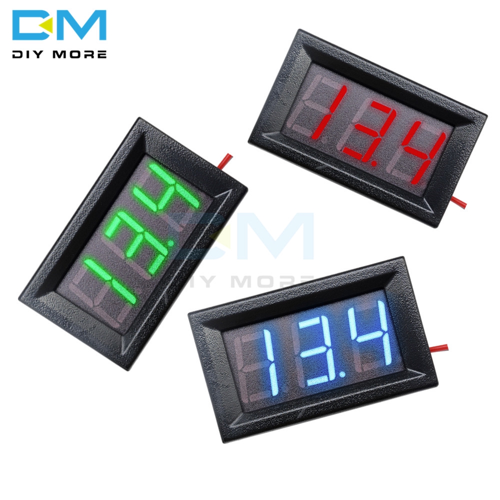 Dc4 5 30v 0 56 Inch 2 Wires Digital Voltmeter Blue Red Green Led Vehicles Motor Volt Voltage