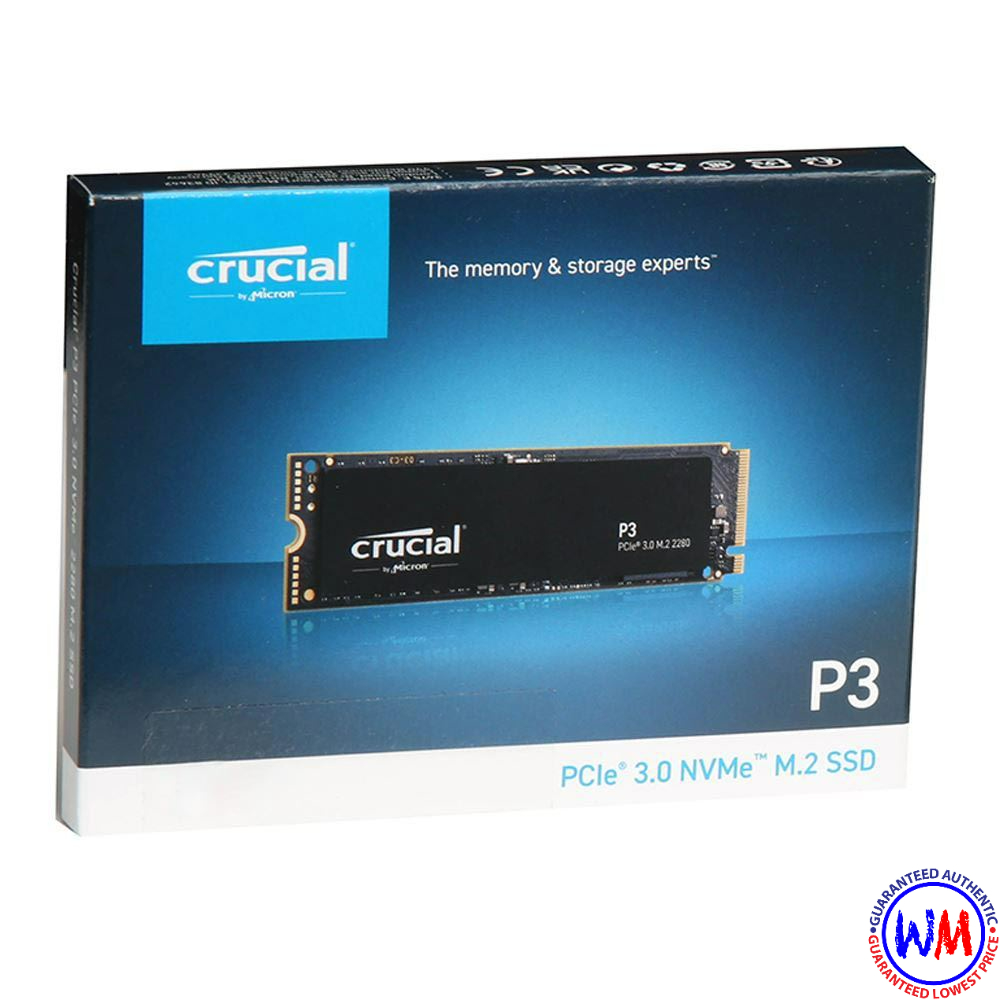 SSD Crucial P3 1TB M.2 NVMe PCIe Gen3, Lettura 3500MB/s, CT1000P3SSD8