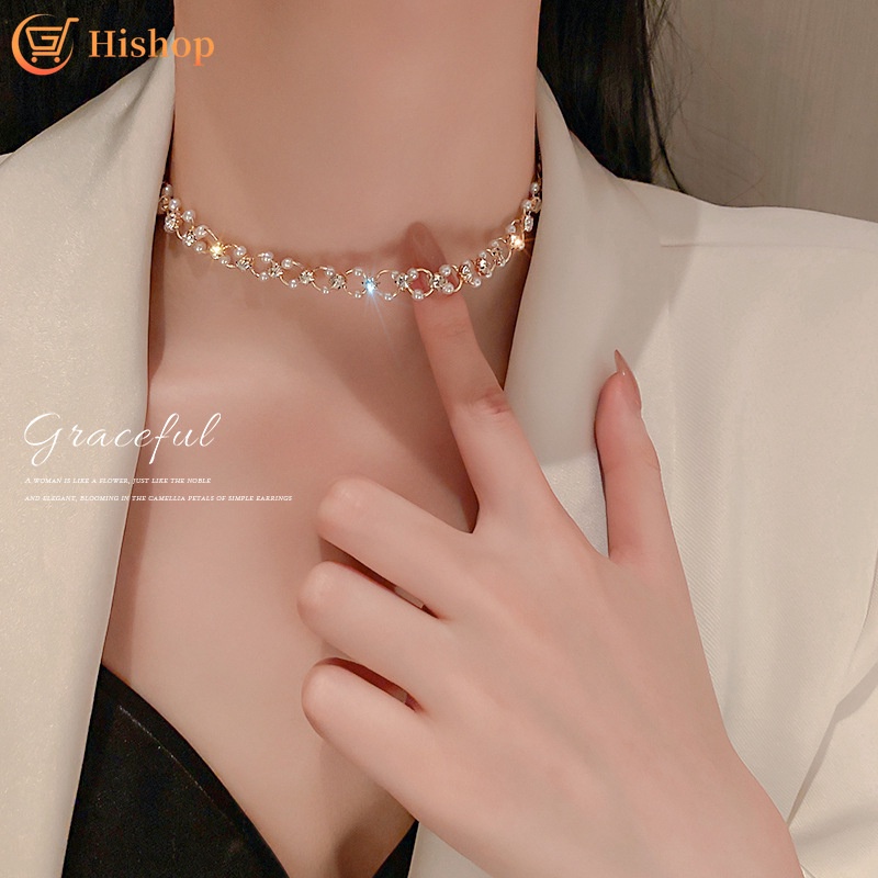Korean Elegant Pearl Necklace Simple Shining Choker Women Fashion Accessories Jewelry Shopee Philippines