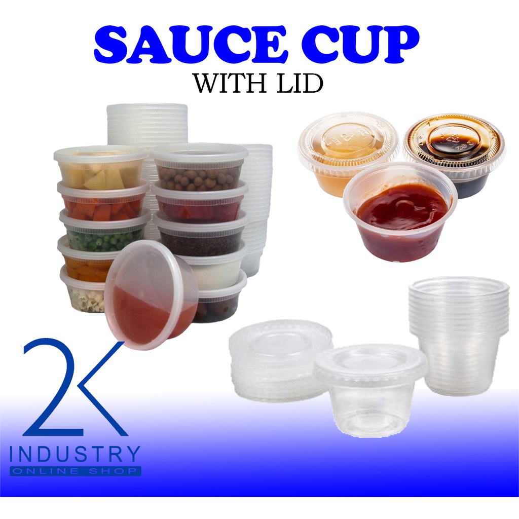 100Pcs Small Plastic Sauce Cups Food Storage Containers Clear Boxes with Lid