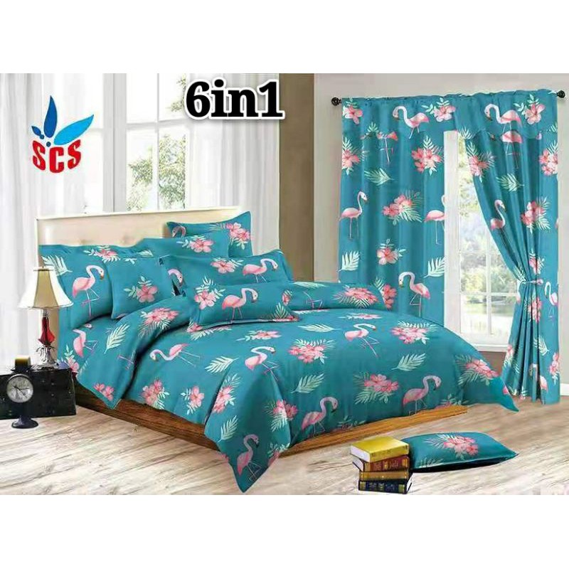 New style,6in1 US COTTON bedsheet (w/curtain) Shopee Philippines