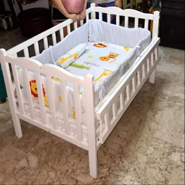 Wooden best sale crib white