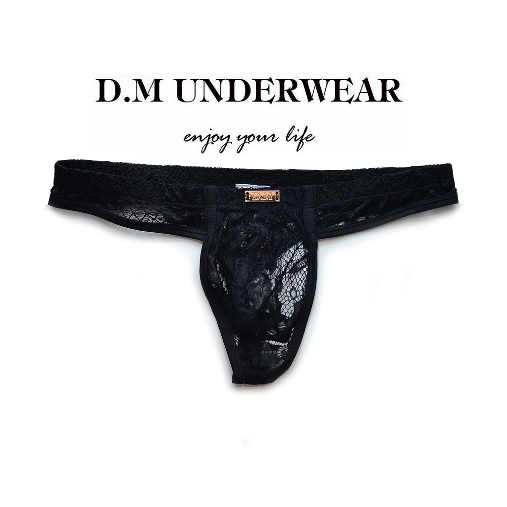 Men's Thong D.M Lace Underwear U Convex Mesh Low Waist Sexy Breathable ...