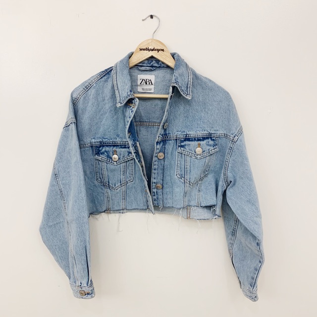 Zara cropped 2024 jean jacket