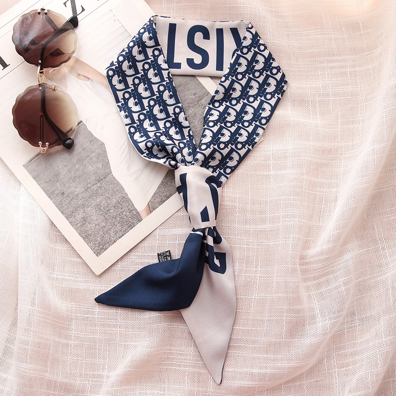 Fashion Skinny Scarf Constellation Print Women Silk Scarf Small Handle ...
