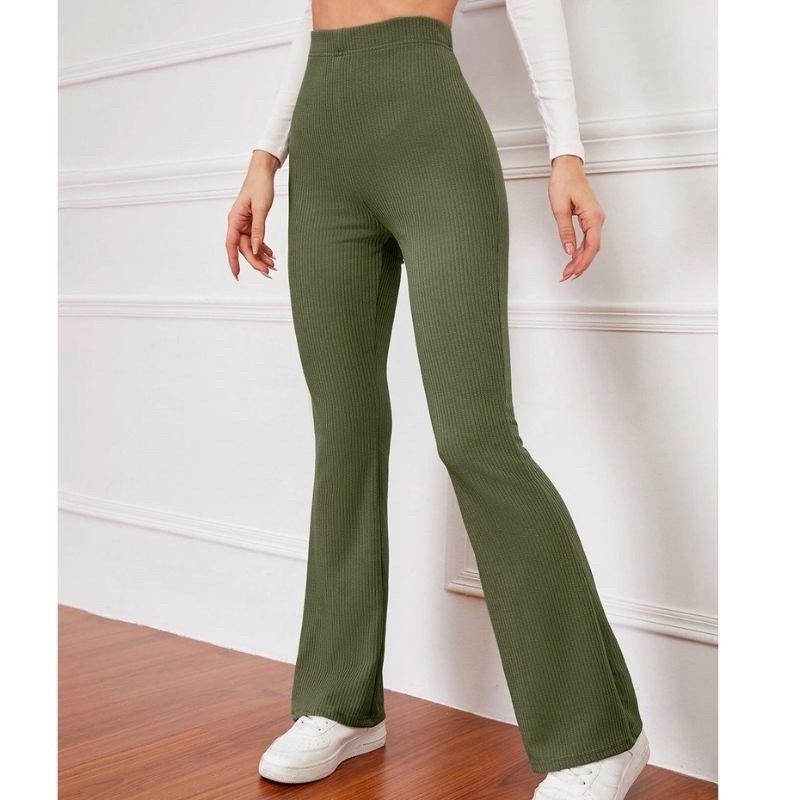 HIGH WAIST KNITTED FLARE PANTS | Shopee Philippines