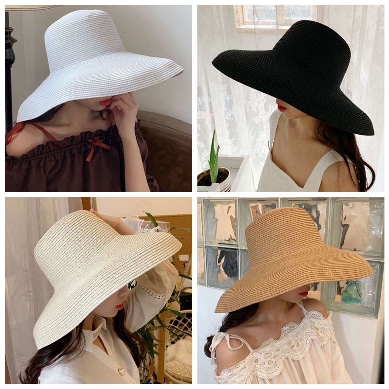 Women s Ridge Wide Floppy Brim Summer Hat Large Brimmed Garden Beach Sun Hat Big Summer Sun Hat Straw Cap Party Garden Travel Black