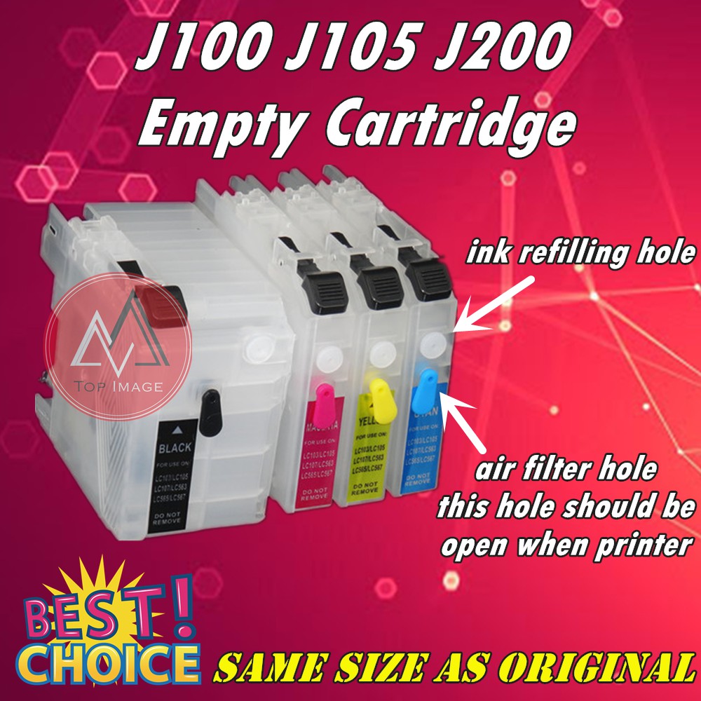 Brother LC535 LC539 LC595 Refillable Short Cartridges for Brother J100 ...