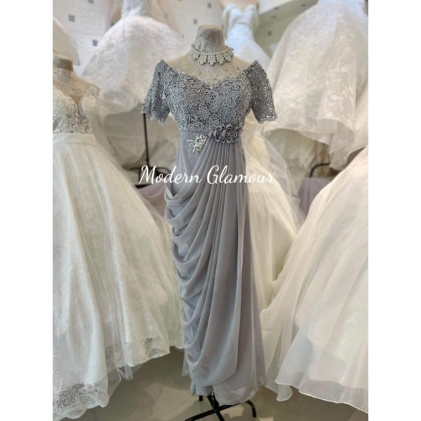 Silver gray clearance gown for ninang