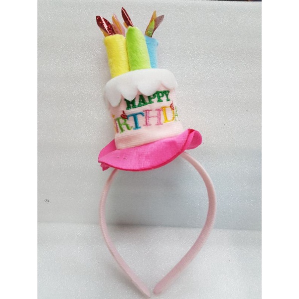 headband happy birthday pink top hat with candles | Shopee Philippines