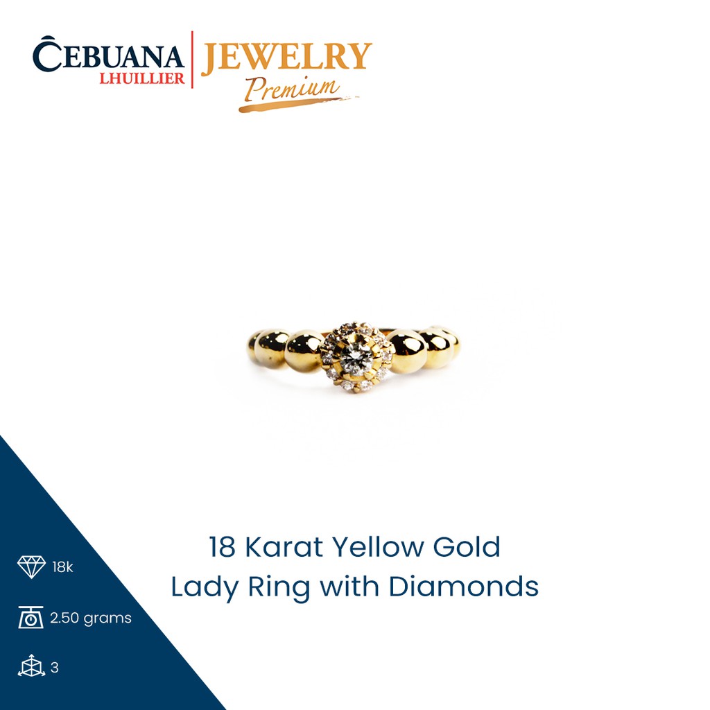 Cebuana Lhuillier Jewelry 18 Karat Yellow Gold Lady Ring with Diamonds ...