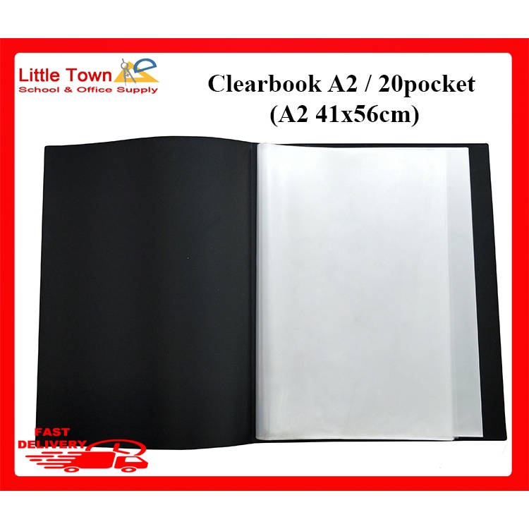 Clear book nonrefillable presentation display book BLACK 20 pockets (size A2 41x56cm) Shopee