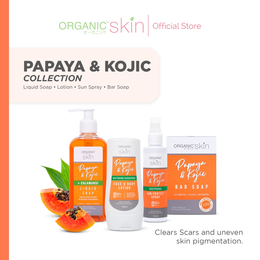 Organic Skin Japan Papaya & Kojic Whitening Collection with Bar Soap