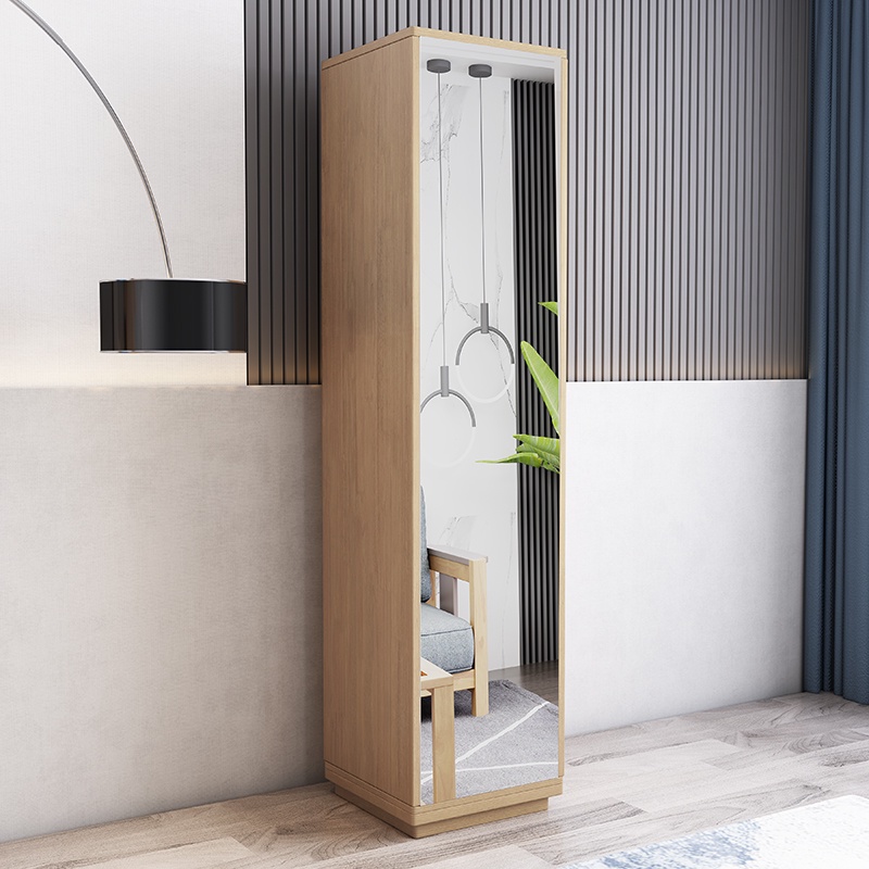 Solid Wood Dressing Mirror Floor Home Full Body Mirror Bedroom Storage Rotating Hanger