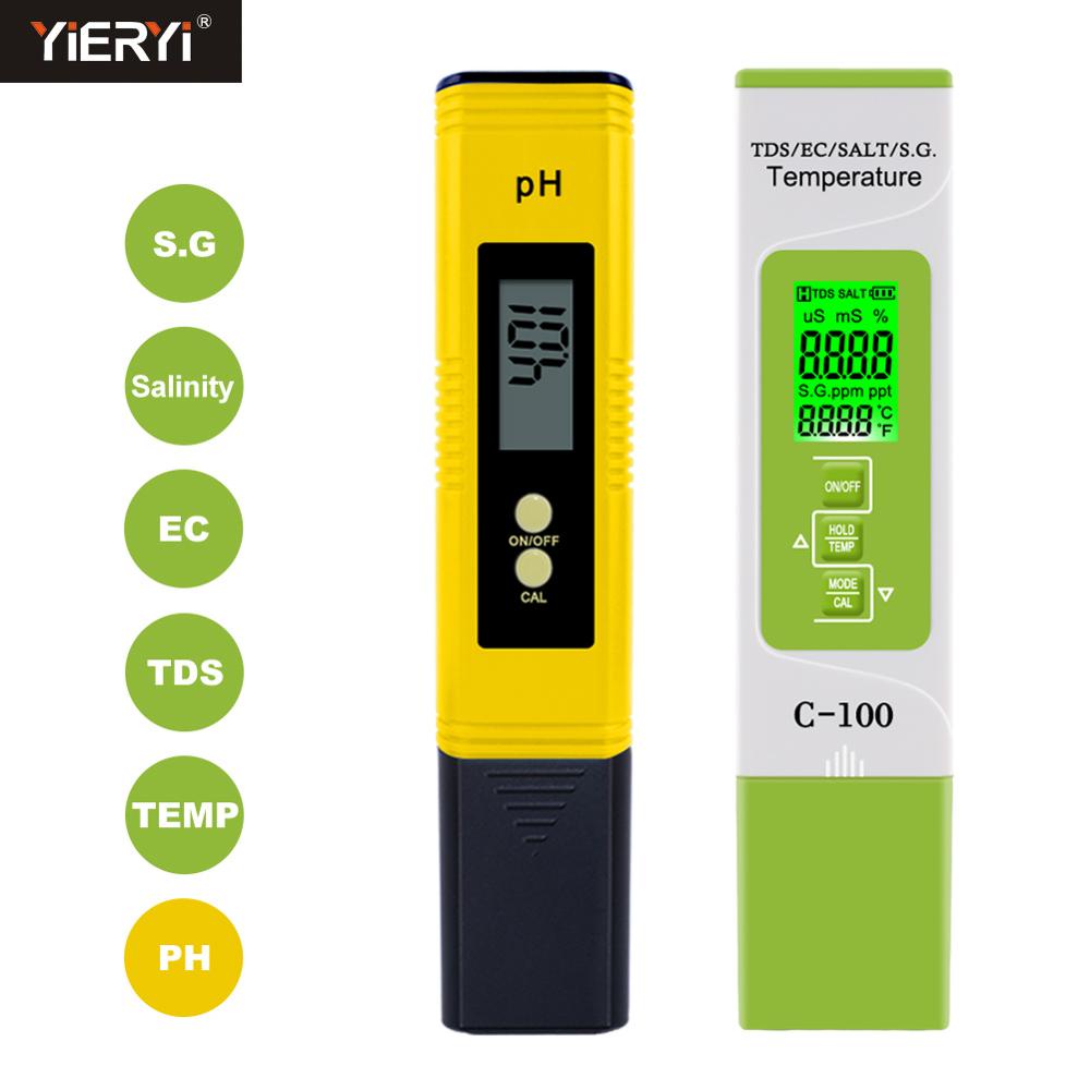 yieryi pH/TDS/EC/SALT/S.G./Temperature Meter Digital Water Quality ...