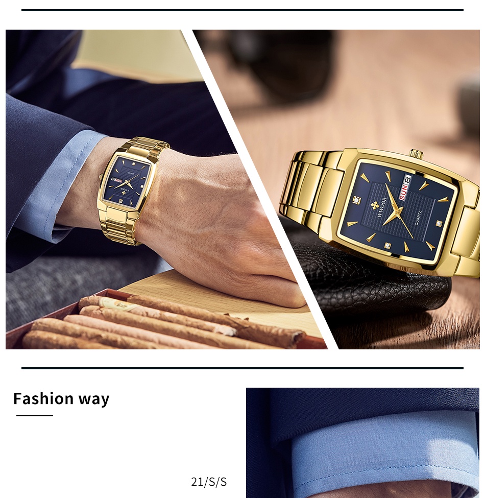 Wwoor Design Square Watches Men Top Brand Luxury Business Quartz ...