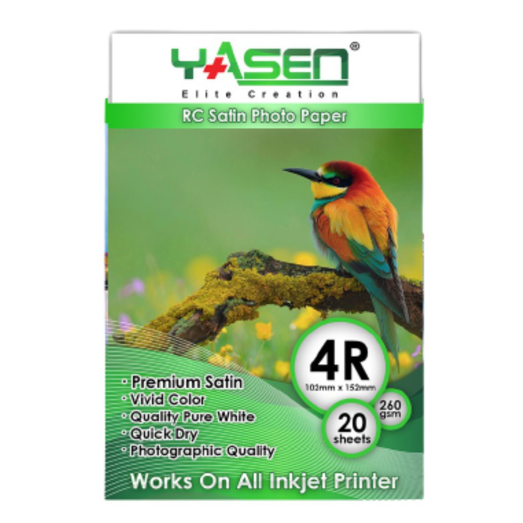 Yasen RC Satin Photo Paper (3R/4R/5R) A4 Size - 260GSM 20 Sheets Per ...