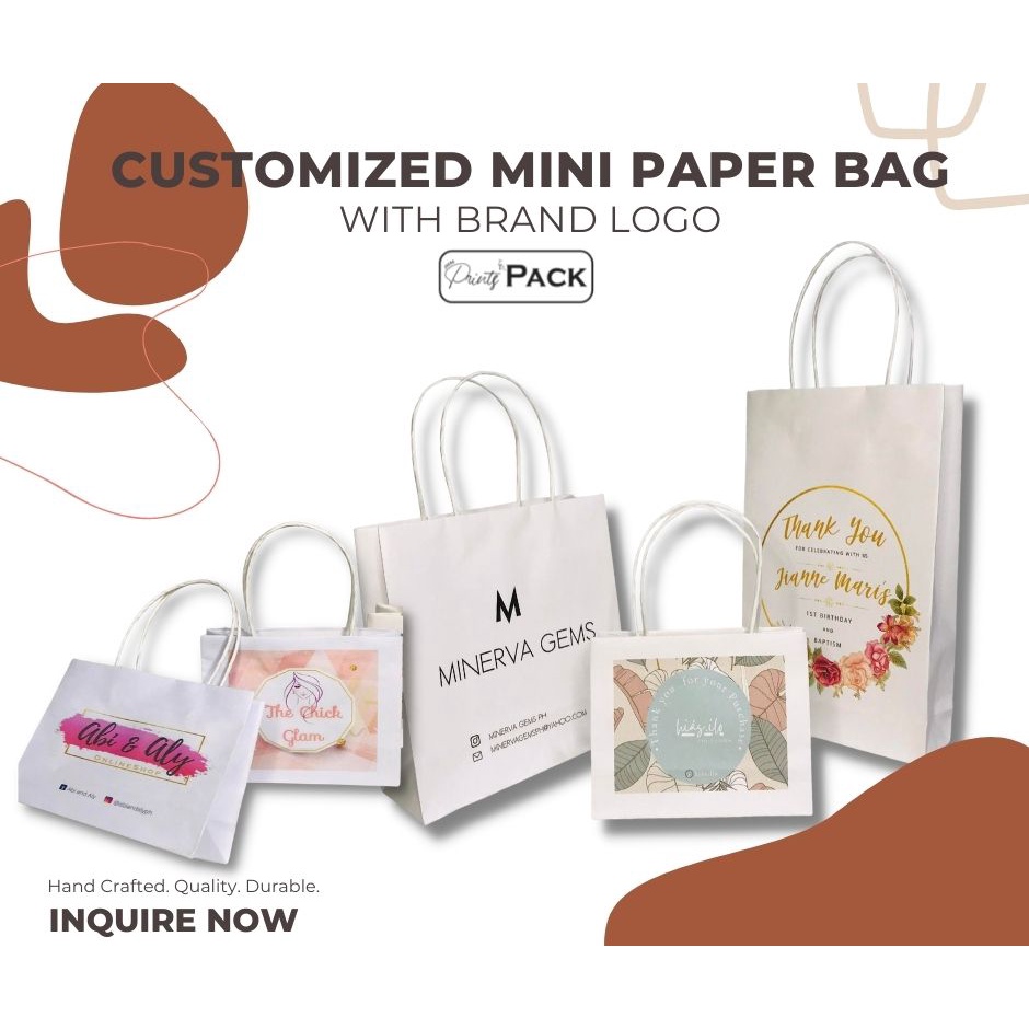 100pcs Personalize Paper Bags for Packaging Cute and Eco-Friendly Custom  Paper Bags