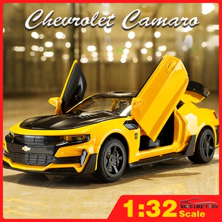 KLT 1 32 Bumblebee Camaro Car Model Alloy Diecast Cars Toys For boys Kids Toys Auto Truck Vehicle Sound and Light toy Gift