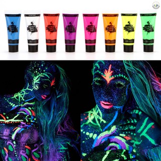 GARYOB Glow in Dark Face Body Paint UV Blacklight Neon Fluorescent 0.34oz  Set of 6 Tubes
