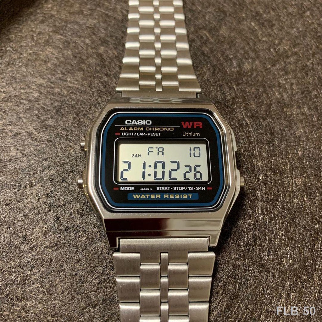 Made in Japan casio Casio watch male small silver watch retro square electronic watch A159WA N1DF