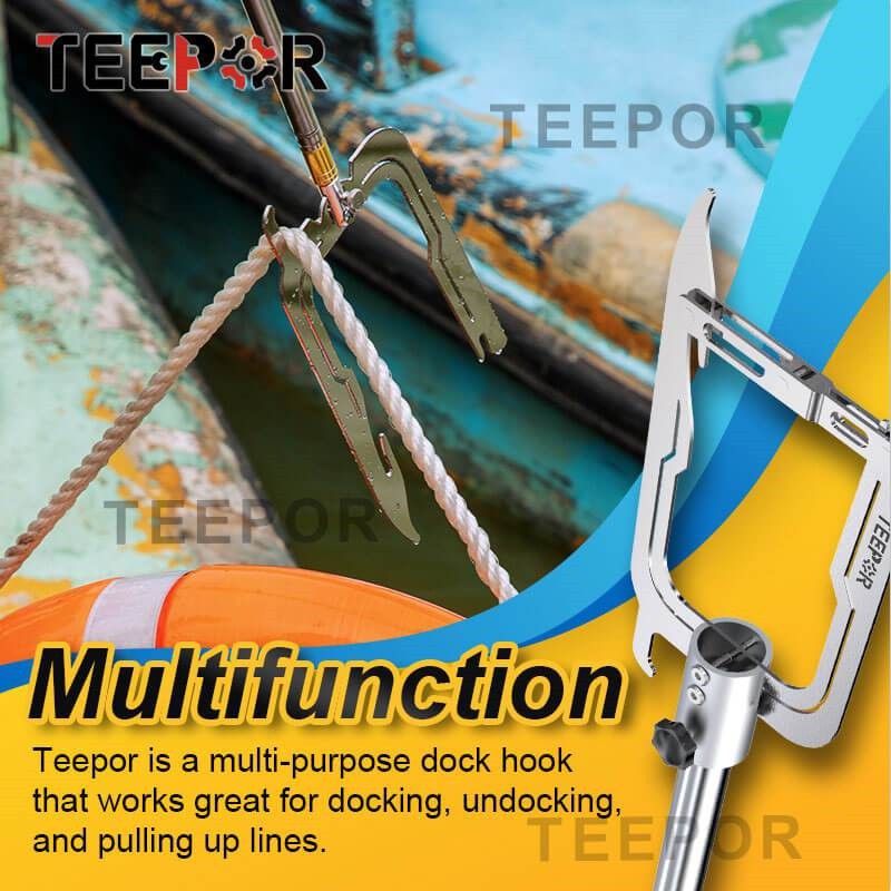 TEEPOREasy MultiPurpose Dock Hook Pole Mooring Rope U Type Mooring Threader Fishing Equipment