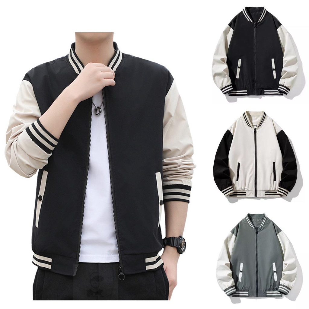 Fleece-Lined Korean Style Baseball Jacket
