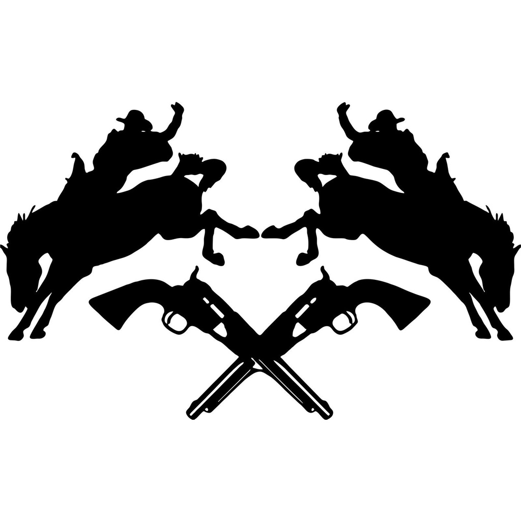 Cowboy Bronco Horse Rodeo Guns Car Truck Window Laptop Vinyl Decal ...