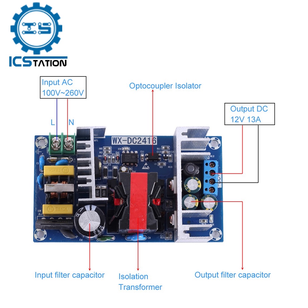 Optocoupler Isolation 150W Power Supply Step Down Module AC DC Buck