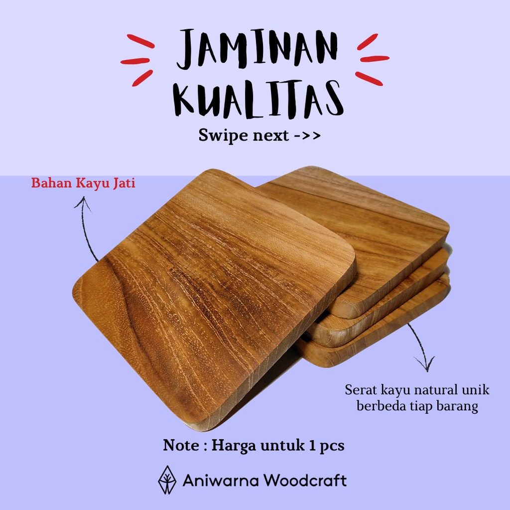 KAYU 1 Pcs Teak Wood Coaster / Coasters (FREE NAME / LOGO ENGRAVING ...
