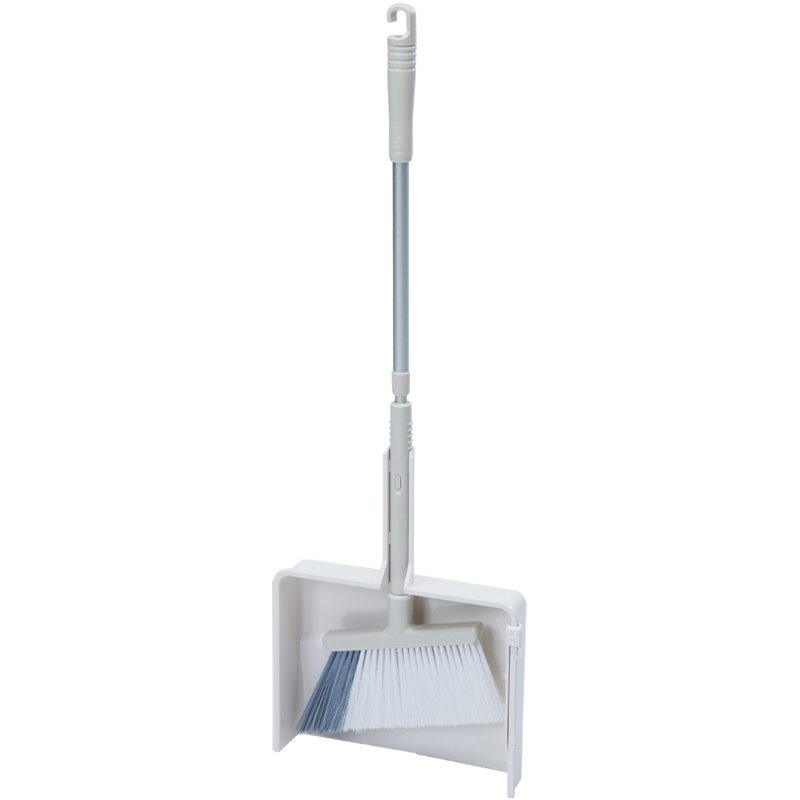 White Japanese Broom Brush Set Folding Standing Broom and Dustpan