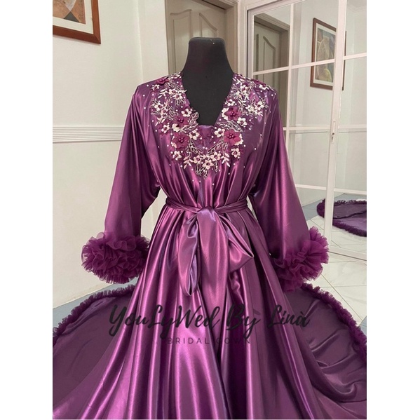 Bridal Robe Longback in silk Satin (With Inner) | Shopee Philippines