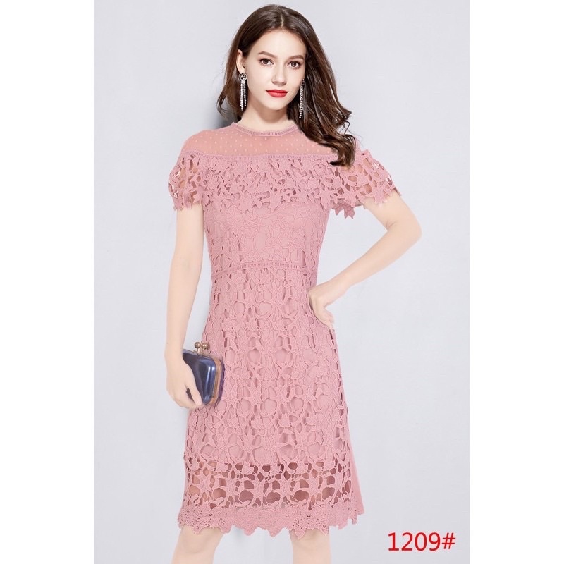 OLD ROSE PINK Elegant classy formal casual lace offshoulder wedding ...