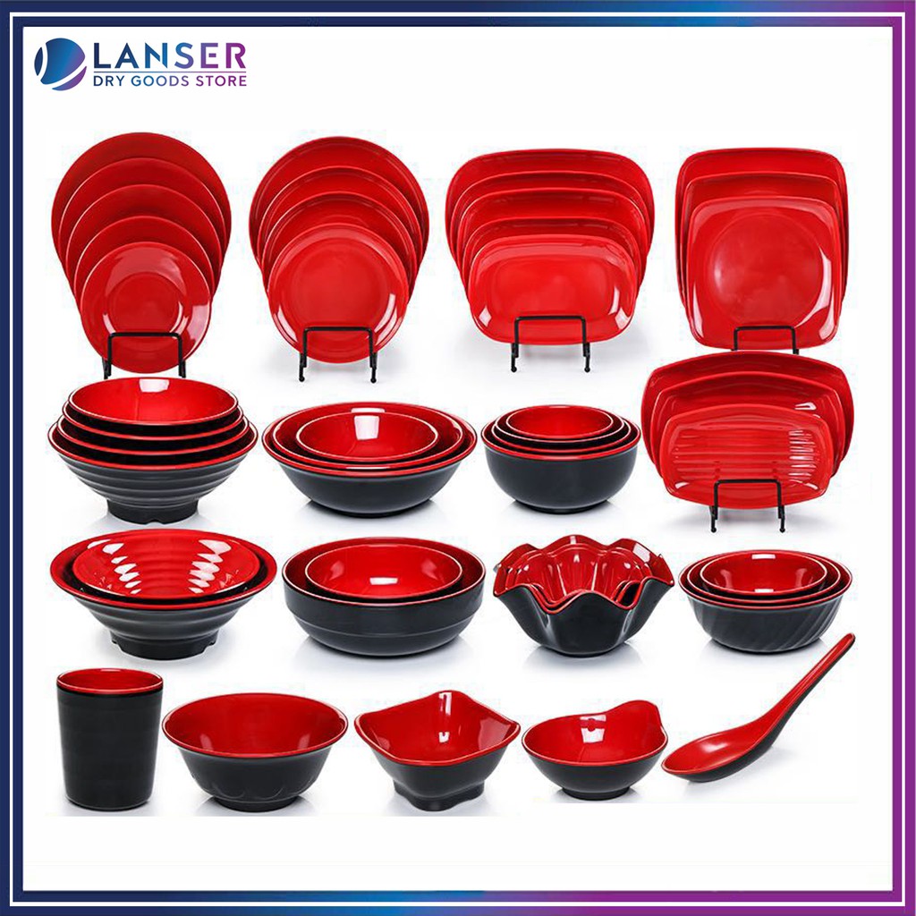 【LS】REDBLACK Melamine Cutler Various Cutlery Shatterproof Cutlery Plate