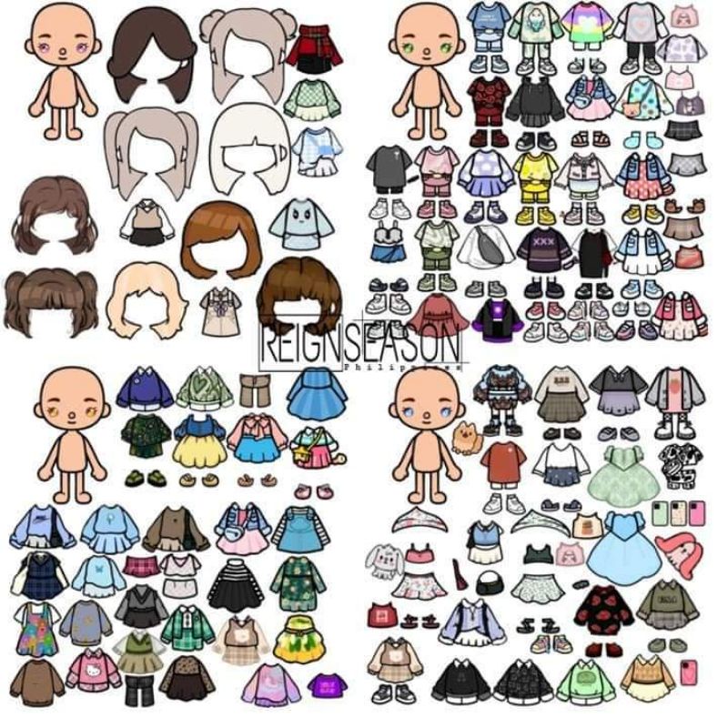 Toca Boca Autocollant Paper Doll Template, Paper Doll