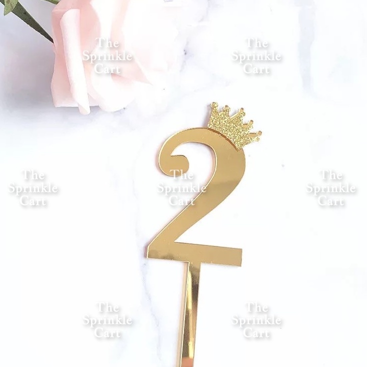 Acrylic Number Cake Topper Glitter Crown Diamond Happy Birthday Number ...