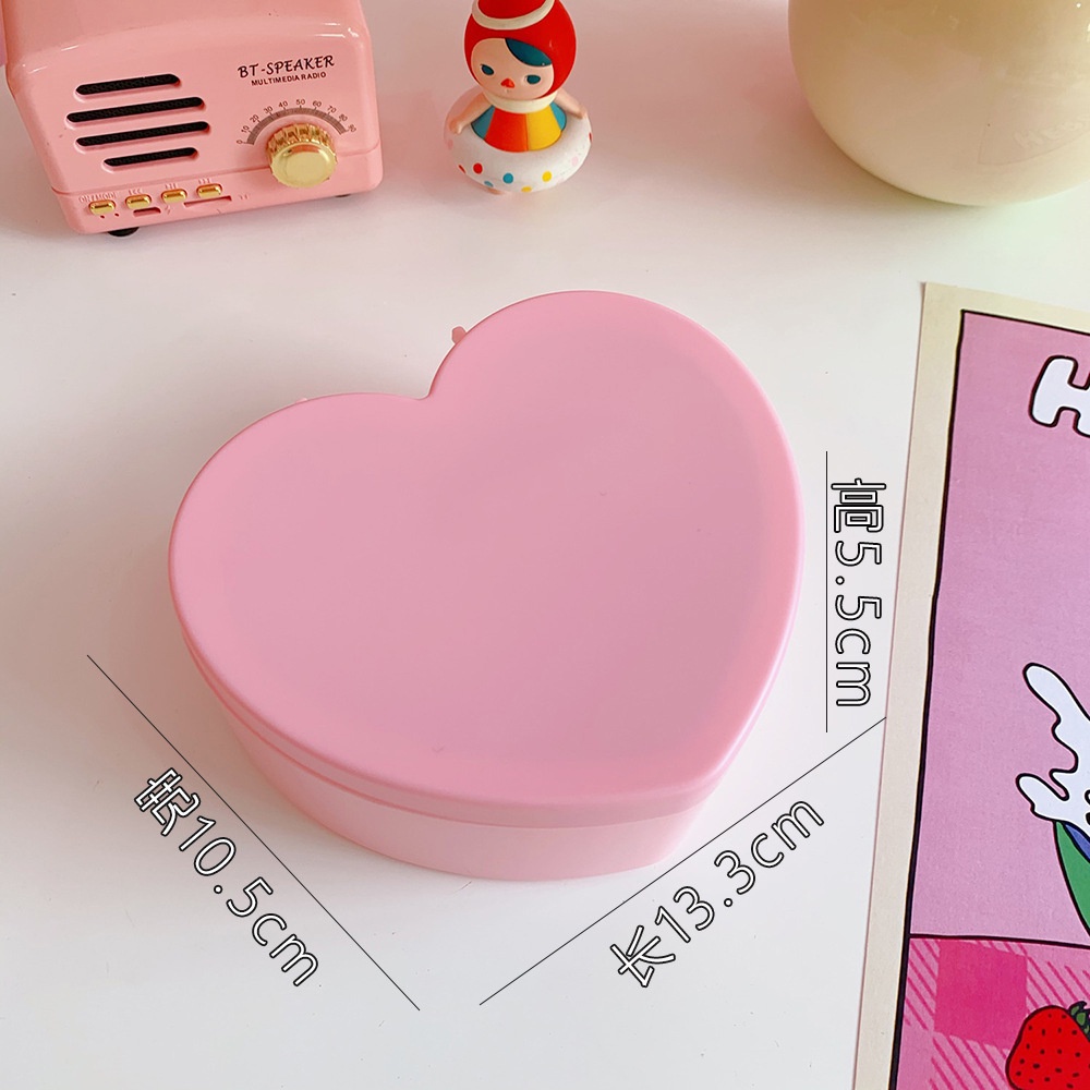 Pink girl heart storage box jewelry desk student dormitory love double