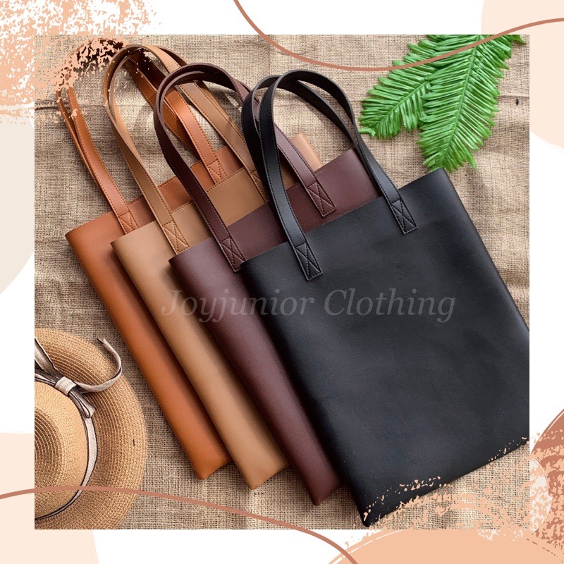 Leather tote bag online shopee