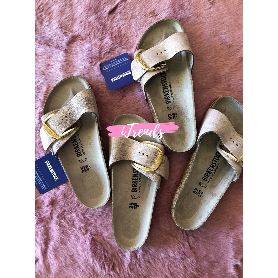 Birkenstock big buckle discount washed metallic rose