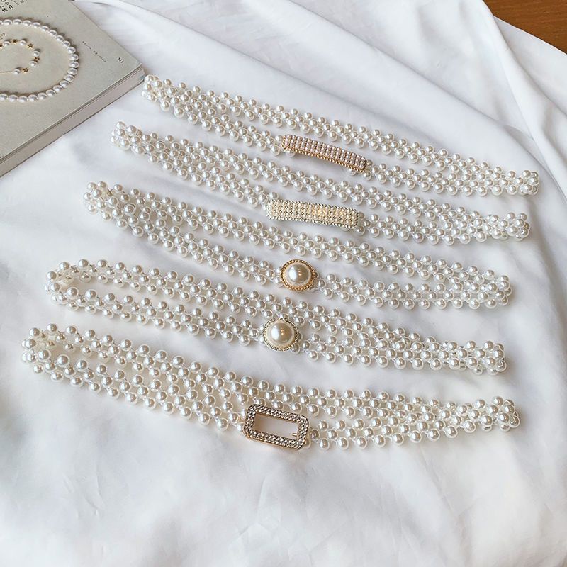 Pearl Waist Chain Women's Elastic Waist Beaded Belt | Shopee Philippines