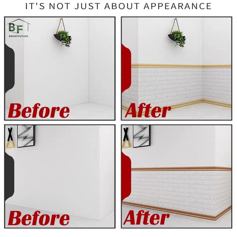 2.3m 3D Wallpaper Border Wall Sticker Wall Trim Line Waterproof PE Foam ...