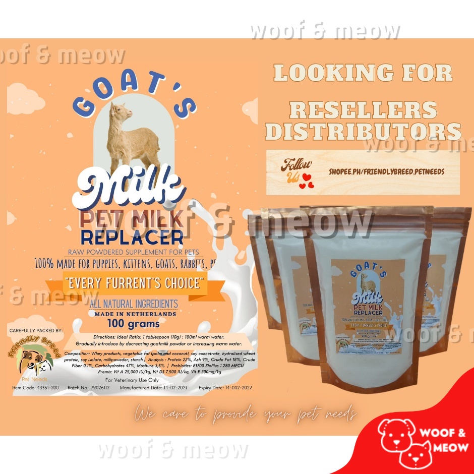 Goat's milk for puppies, kittens, rabbits, milk replacer, supplement